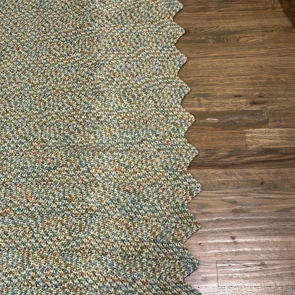 Afghan handmade Throw Blanket earth colors green tan cream  41 x 57 grannycore
